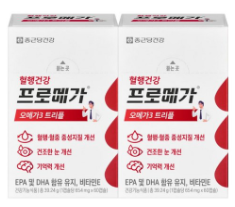 종근당건강 프로메가 오메가3 트리플 추천 EPA DHA 비타민E 60캡슐 2개 6363722741-19001026462