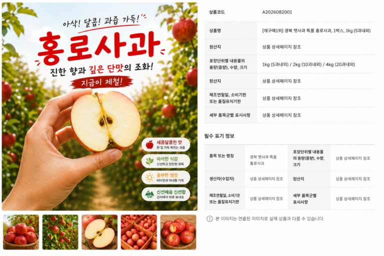 경북 햇사과 홍로사과 1kg 2kg 4kg｜제철 아삭한 가정용 사과 A2026082001