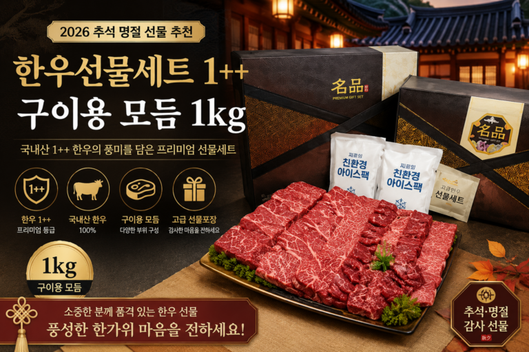 국내산 1++ 한우선물세트 1kg 구이용 모듬 추석선물 HWM-1PP-1KG-CHU01