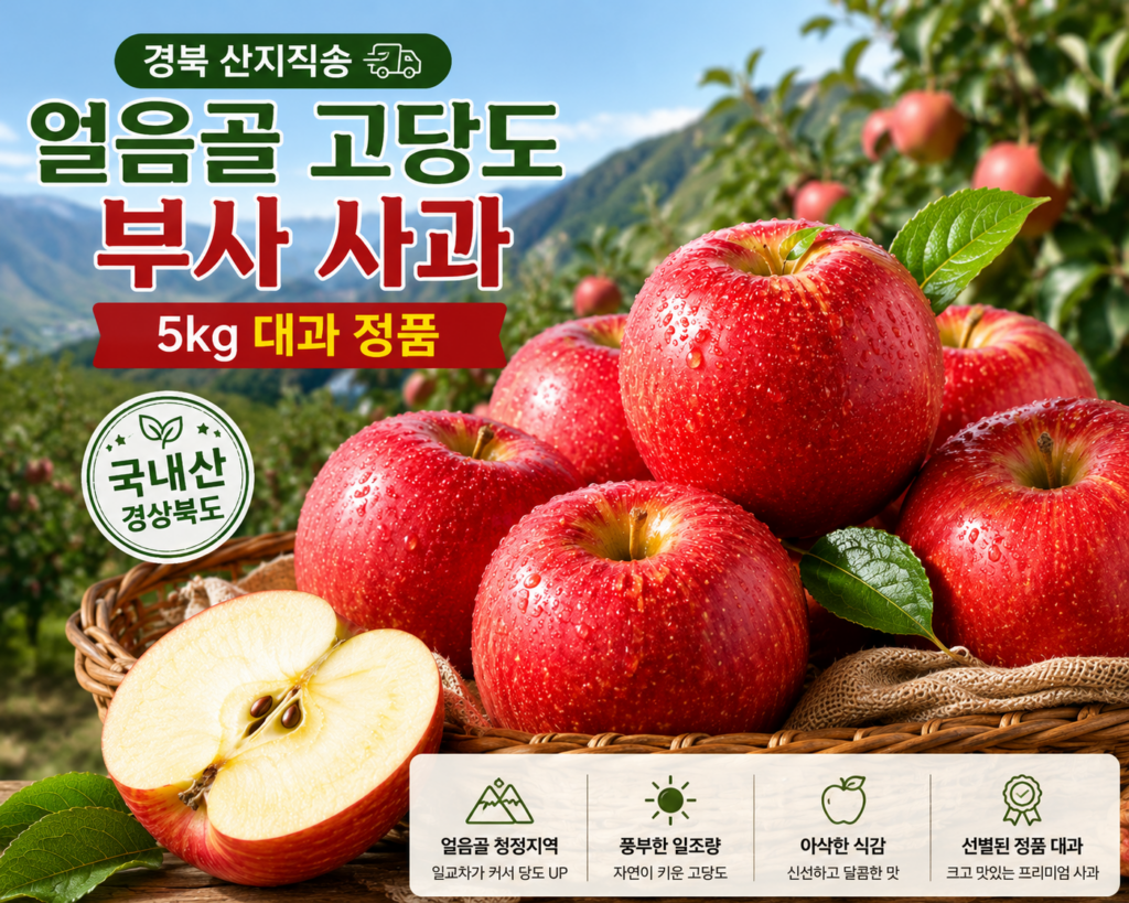 경북 산지직송 고당도 부사 사과 5kg 대과 정품｜국내산 사과 제품 이미지