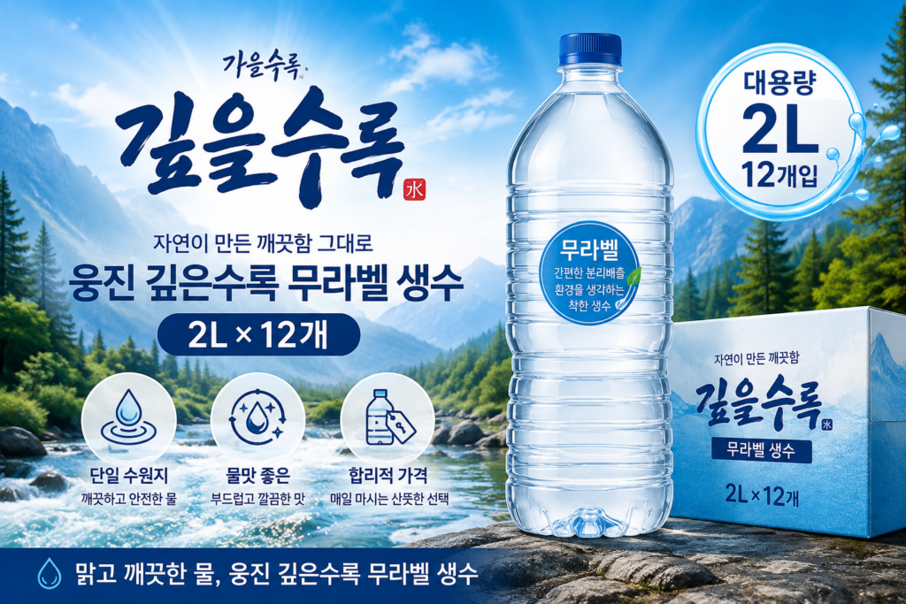 웅진 무라벨 생수 2L 12개 대용량 먹는샘물 WJ-GAO-2L12-NL 제품 이미지