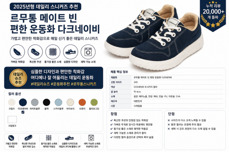 르무통 메이트 발 편한 운동화 다크네이비 | 사계절 데일리 스니커즈 LMT-MATE-DNV-240