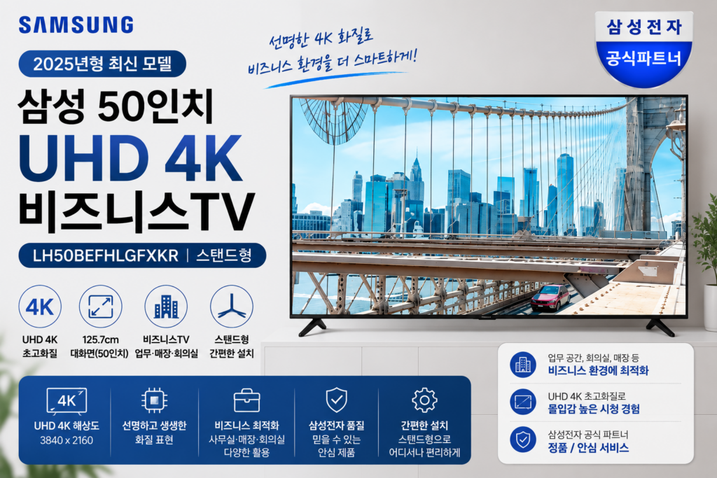 삼성 50인치 UHD 4K 비즈니스TV 2025년형 스탠드형 SAM-BE50F-4KUHD-25 제품 이미지