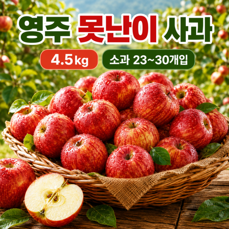 영주 못난이 사과 4.5kg 소과 23~30개입｜실속형 가정용 사과 FP-APPLE-YJ-4500-202608