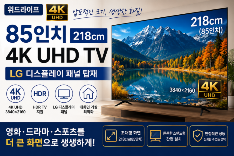 위드라이프 85인치 4K UHD 대형 TV 218cm LG 디스플레이 패널  WDL-WN851UHD4K-85