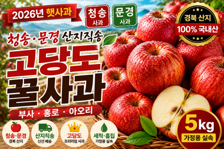 구리농수산 경북 산지직송 고당도 꿀사과 5kg 가정용 부사 홍로 사과 GURI-APPLE-5KG-001