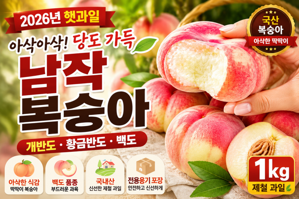 제철에 진심 남작 복숭아 개반도 황금반도 백도 딱딱이 국산 제철복숭아 1kg 10782486960 제품 이미지
