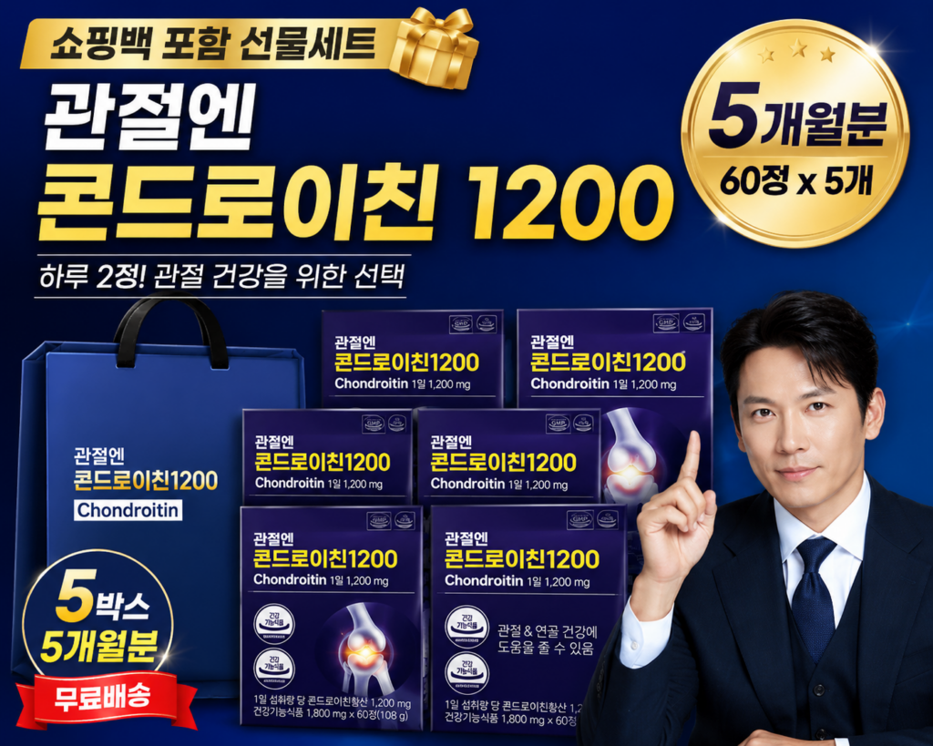 관절엔 콘드로이친 1200 5개월분 60정 5박스 선물세트 쇼핑백 포함 9391860281 제품 이미지