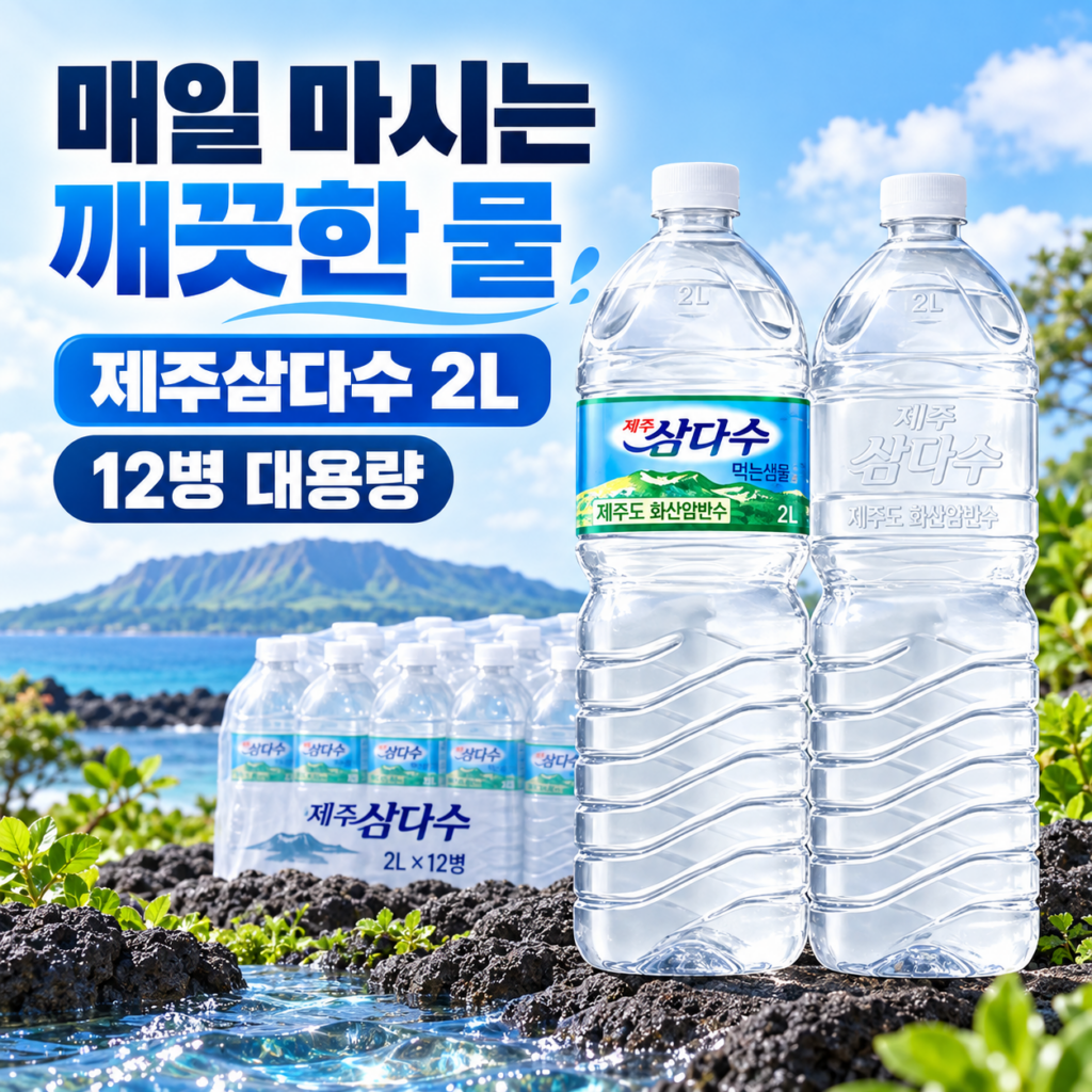 제주삼다수 2L 12병 대용량 생수 라벨 랜덤배송 JEJUSAMDASOO-2L-X12 제품 이미지