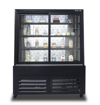 BELLE 프리미엄 846L 업소용 냉장 쇼케이스 사선 앞문형 2도어 블랙 JDF-1200B
